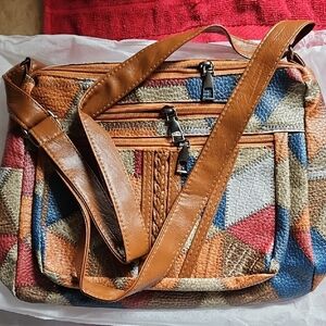 New, Leather-Accent Multicolor Crossbody Bag - Brown Multi